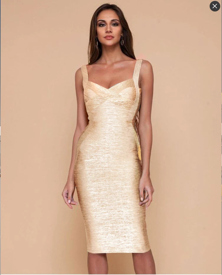 High Quality New Slip Gold Print Rayon Bandage Dress Foiling Sexy Celebrity Bodycon Cocktail Party Dress