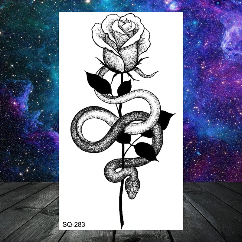 وشم مؤقت واقعي على شكل أشواك وتنين وذئب للرجال البالغين والأطفال وشم مزيف على شكل جمجمة نمر وأسد ورقبة وذراع ويدين وشم صغير