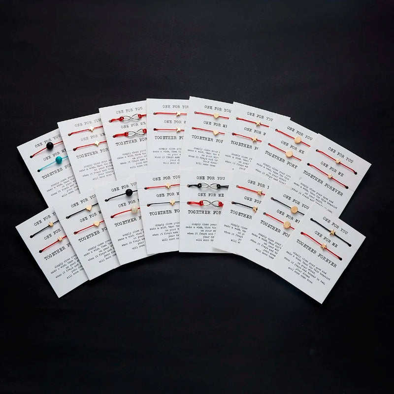 2pcs/set ONE FOR YOU ONE FOR ME Together Forever Love Infinity 8 Charm Bracelet Red String Couple Bracelets Lovers Wish Jewelry