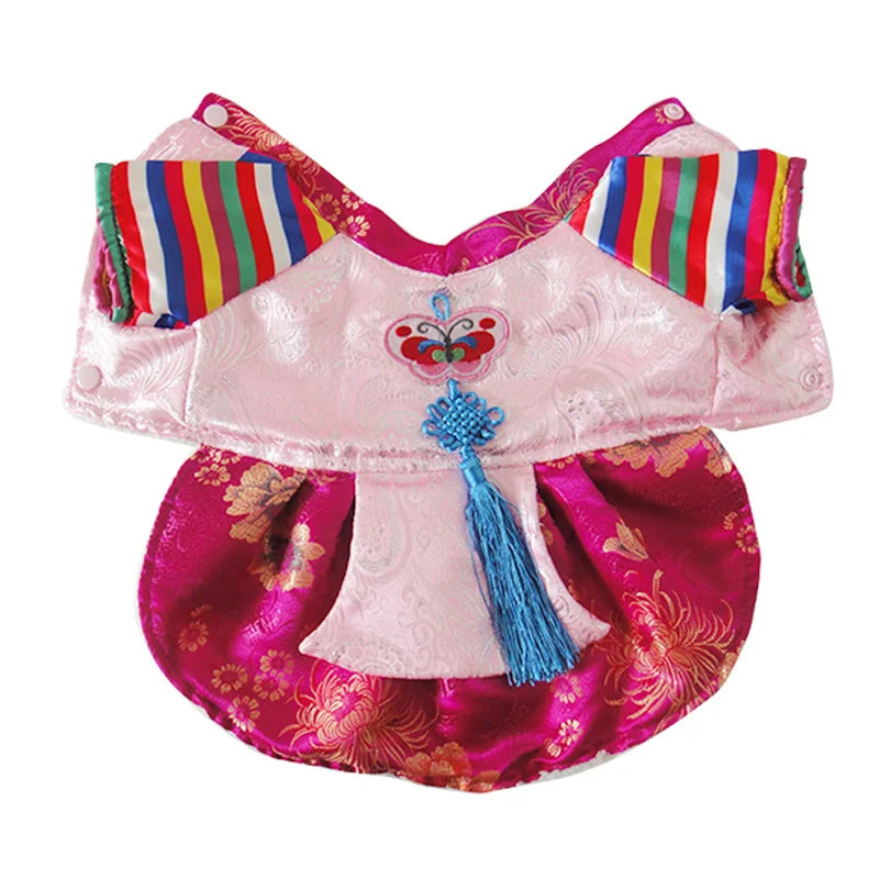 Pet Dog Cat Clothes Korean Style Winter Dress Coat Gorgeous Clothing for Dog Noble Hanbok Warm Fleece Dog Clothes Puppy Clothing
