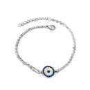 LUXUSTEEL Stainless Steel Blue Evil Eye Crystal Pendants Bracelet for Women Cuban Link Chain Bracelet Bling Fashion Jewelry Gift