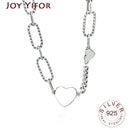 BFCLUB Silver Color Necklace Ladies Heart Shape Chain Necklace Fashion Sterling Silver Jewelry Round Necklace