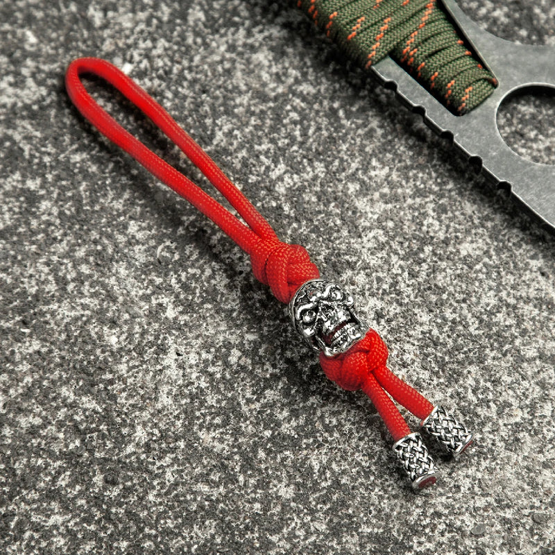 Retro Viking Pirate Skull Keychains Men Keyring Women Amulet Lanyard Bag Knife Rope Antique Pendant Accessories Handmade Jewelry