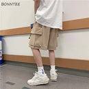 Men Casual Shorts Solid Leisure All-match Multi-pockets Summer Oversize S-3XL Harajuku Baggy Cargo Trousers Streetwear Ins BF