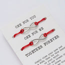 2pcs/set ONE FOR YOU ONE FOR ME Together Forever Love Infinity 8 Charm Bracelet Red String Couple Bracelets Lovers Wish Jewelry