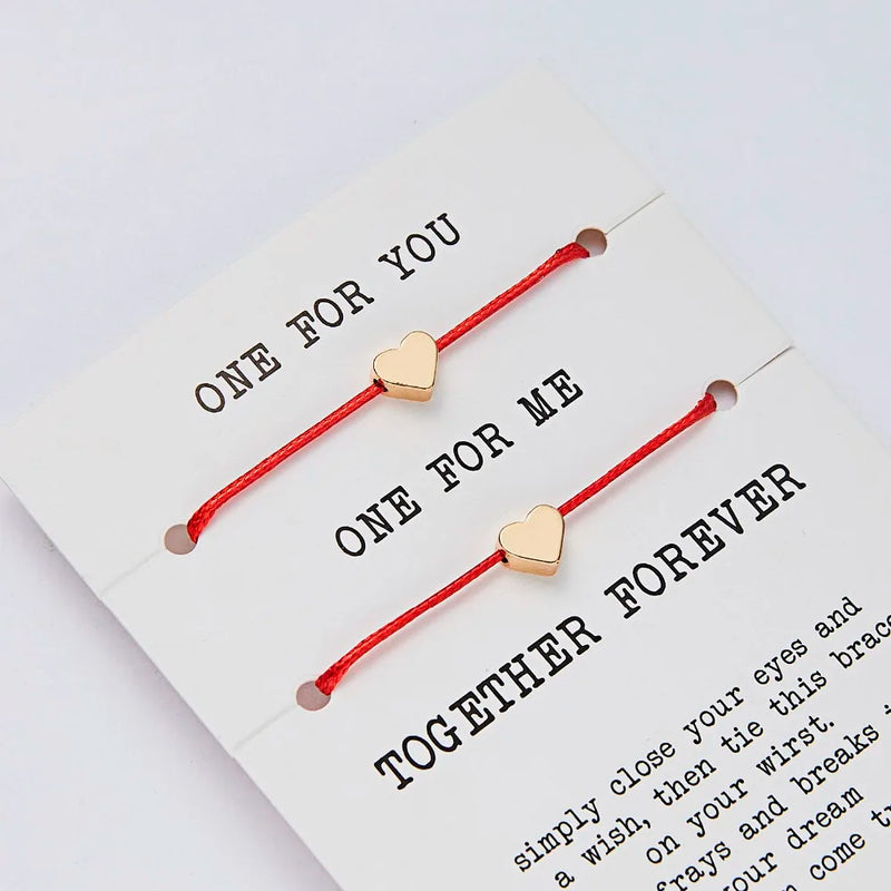 2pcs/set ONE FOR YOU ONE FOR ME Together Forever Love Infinity 8 Charm Bracelet Red String Couple Bracelets Lovers Wish Jewelry