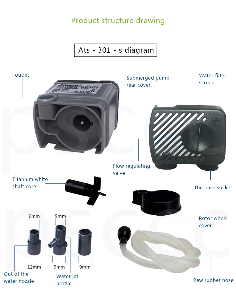 ATman 2.5W 5W 6W 8W 13 27W fishtank waterpump Submersible Water Fountain Pump Filter Fish Pond Aquarium Water Pump Tank Fountain