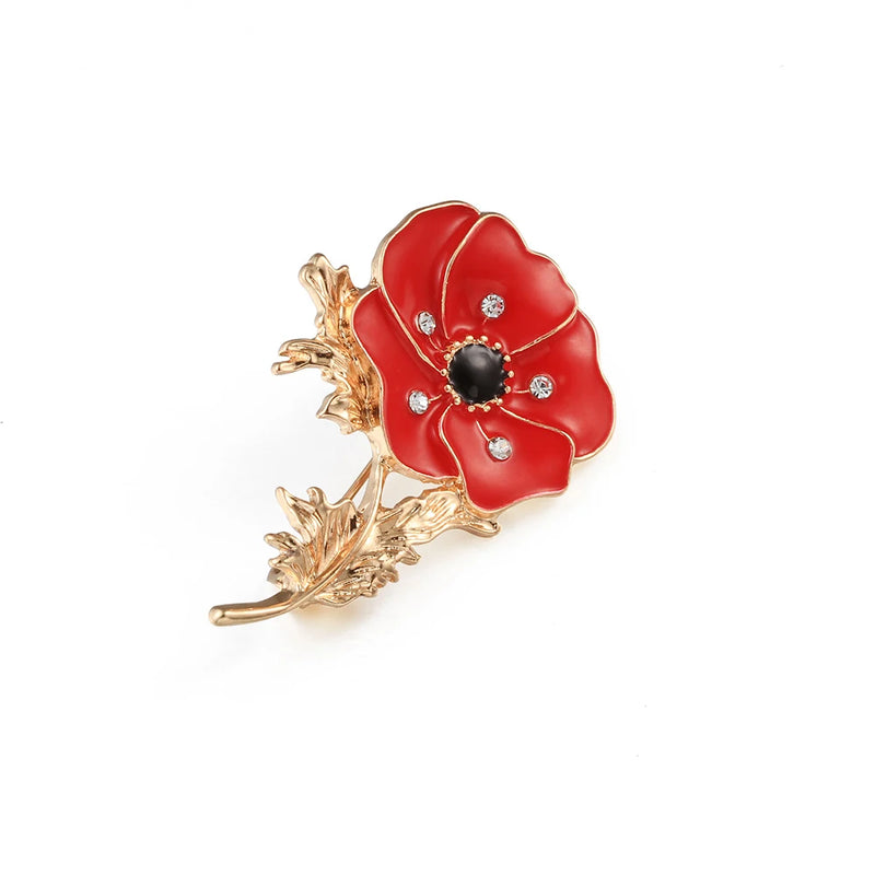 Red Poppy Flower Women Brooch Beautiful Enamel Pin Lady Dress Sweater Cloth Lapel Pins Metal Badge Wedding Fashion Jewelry Gifts