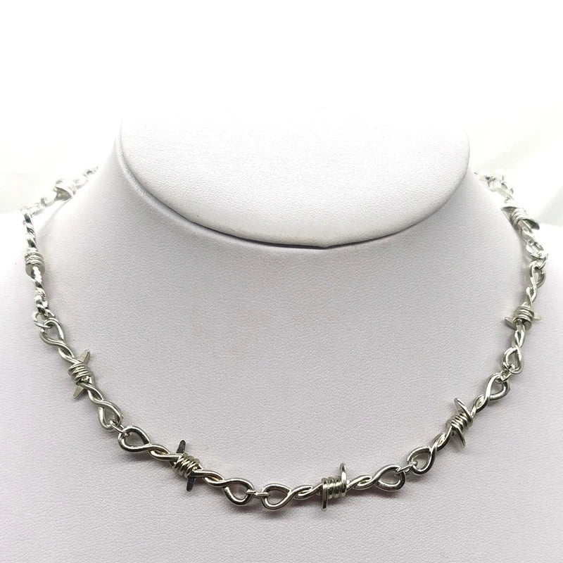 Small Wire Brambles Iron Unisex Choker Necklace Women Hip-hop Gothic  Punk Style Barbed Wire Little Thorns Chain Choker Gifts