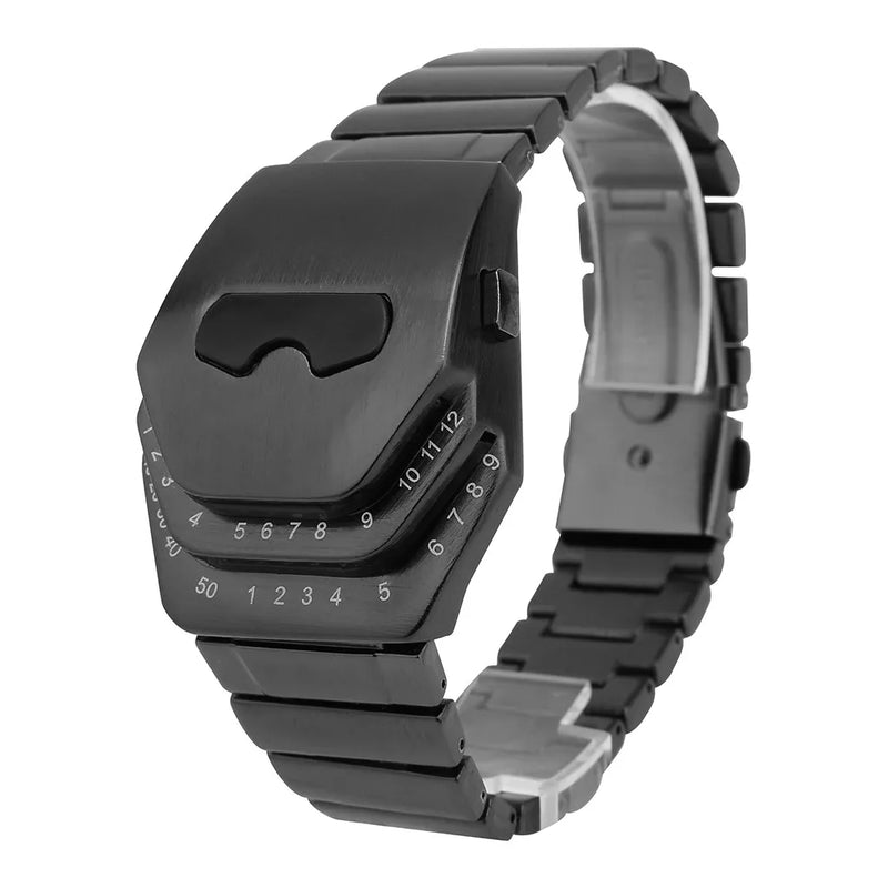 Personalized Men's Watch Men Led Watches Unique Dial Black Stainless Steel Multifunctional Electronics Wristwatches Reloj Hombre