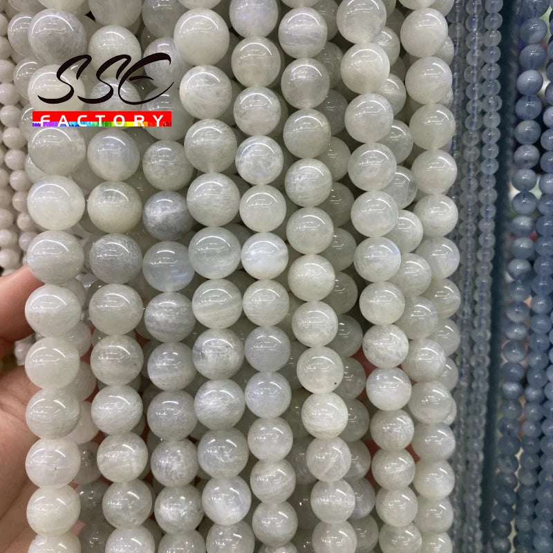 A+ Natural Moonstone Beads Smooth Round Loose Spacer Beads For Jewelry Making DIY Beads Bracelets Necklace 6/8/10mm 15" Strand
