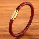 XQNI Combination Custom Stainless Steel Men Leather Bracelet High Quality Magnet Button Multicolor Choice For Handsome Boy Gift