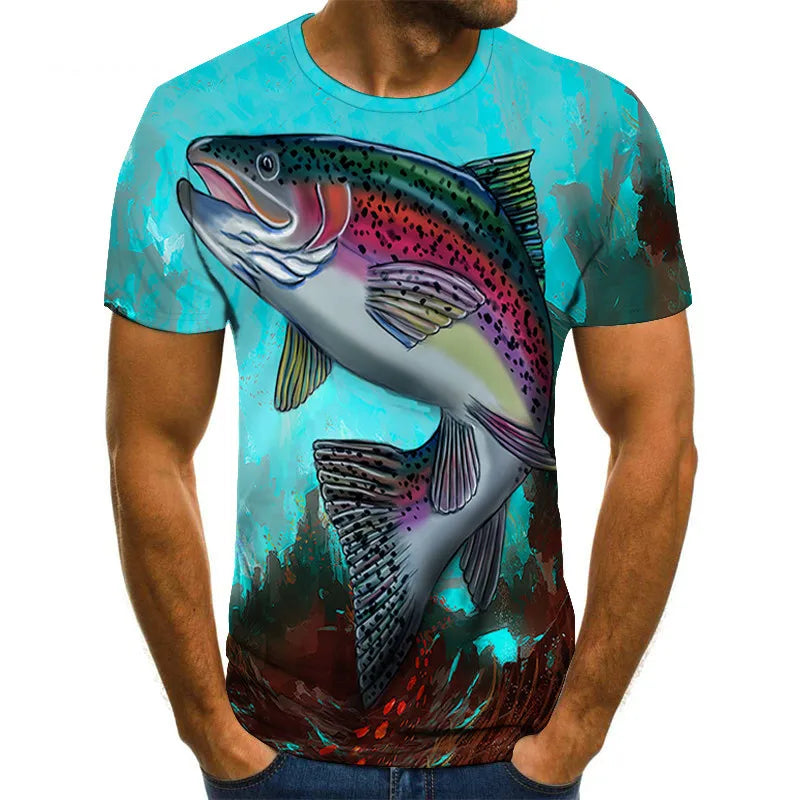 2023 Hot New Men Leisure 3D Printing T Shirt Funny Fish Print Tees Men/Women T-shirt Hip Hop Streetwear Oversized Harajuku Tops