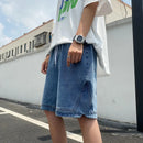 Retro Blue Denim Casual Shorts Men Summer Loose Harajuku Hip Hop Ins Fashion Baggy All-match Basic Designer Multi Pockets Teens