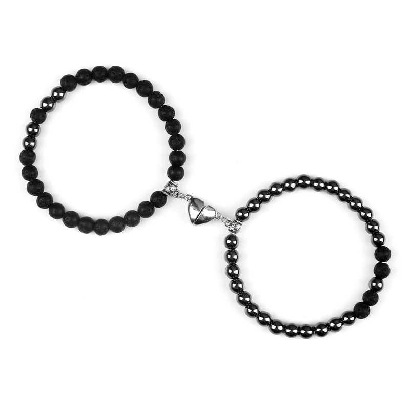 Fashion 2pcs/Set Magnet Couple Bracelets Natural Stone Beads Bracelets For Lovers Distance Valentine Bracelet Friendship Jewelry
