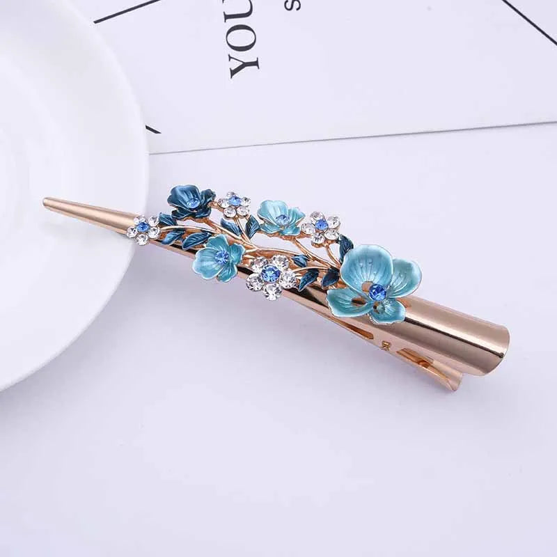 Flower Rhinestone Women Hair Accessories  Beautiful Floral Hair Clip Girls Hair Pins Sweet Wedding Headwear Crystal Barrette