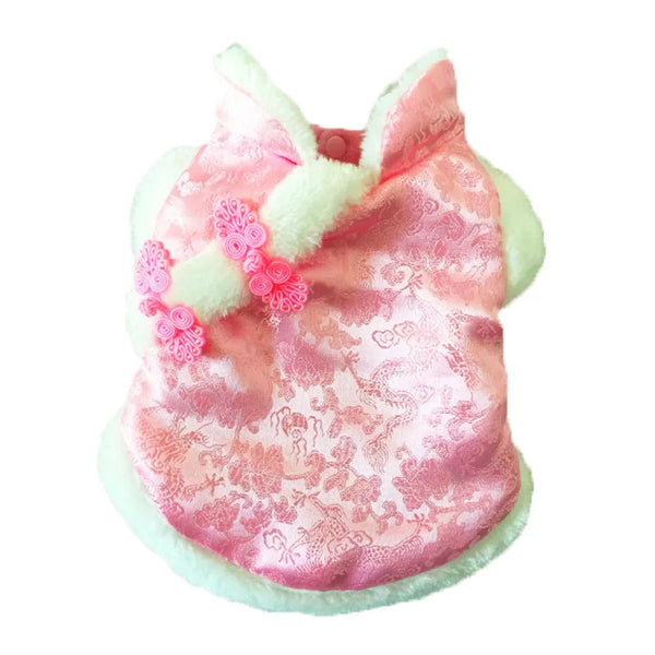 Pet Dog Clothes Cat Warm Coat Winter Vest Pet Clothing Chinese Style New Year Costume Dragon Pattern Pet Coat Chinese Button