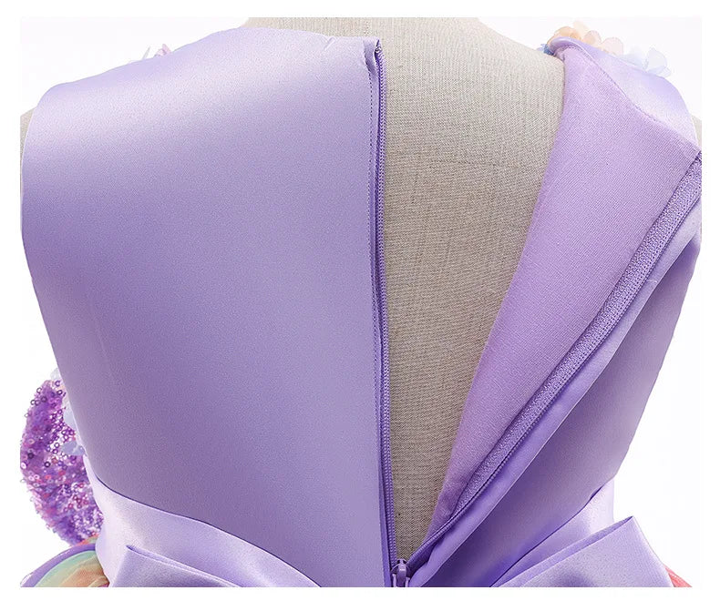 New 3pcs Baby Girls Dress Pastel Rainbow Princess For Summer Birthday Party Dress Unicorn Cosplay Perform Children Costume