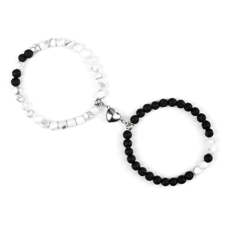 Fashion 2pcs/Set Magnet Couple Bracelets Natural Stone Beads Bracelets For Lovers Distance Valentine Bracelet Friendship Jewelry