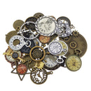 Julie Wang 20PCS Alloy Clock Watch Face Charm Steampunk Bracelet Necklace Pendant Bronze Silver Color Jewelry Making Accessory