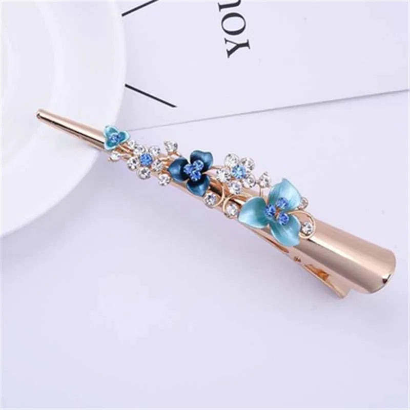 Flower Rhinestone Women Hair Accessories  Beautiful Floral Hair Clip Girls Hair Pins Sweet Wedding Headwear Crystal Barrette