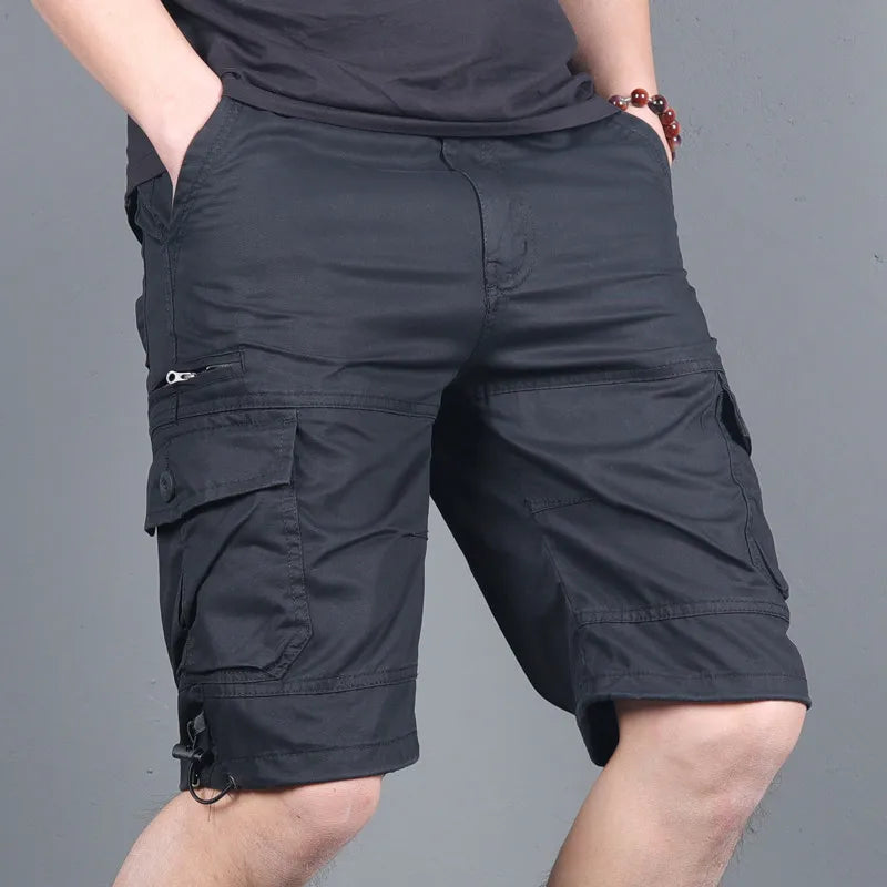 2024 Men's Cargo Shorts Summer Tactical Joggers Shorts Men Loose Work Casual Cotton Short Pants Man Clothing Plus Size 4XL