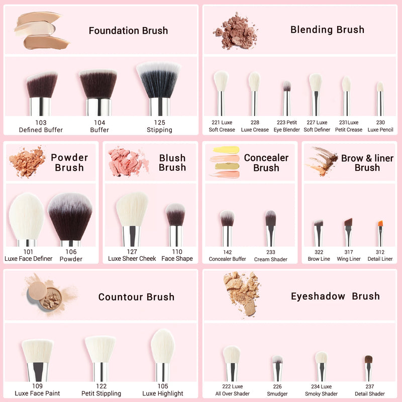 Jessup Beauty Makeup Brushes Set 15-25pcs Rose-Carmin Powder Foundation Eyeshadow Line Blender Cosmetic Tools