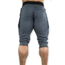 Men's Cotton Casual shorts 3/4 Jogger Capri Pants Breathable Below Knee Short Pants with Three Pockets
