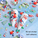 5D Nail Sticker Christmas Nail Art Snow Bird Gingerbread Man Design Santa Cartoon Sliders Winter White Decals Wrap FB5DK098-103