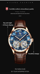 AILANG Original Design men's Double Flywheel Automatic Mechanical Watch Fashion Leisure Business Luxury Clock