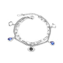 LUXUSTEEL Stainless Steel Blue Evil Eye Crystal Pendants Bracelet for Women Cuban Link Chain Bracelet Bling Fashion Jewelry Gift