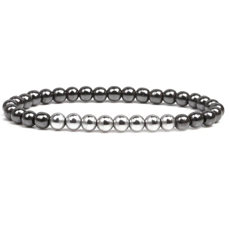 Weight Loss Nature stone Magnetic Therapy Health Bracelet Trendy Hematite Round Black Charm Stretch Bracelet For Men Women