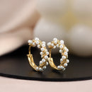Elegant Artificial Pearl Wound Metal Twist Hoop Earrings 2023 New Fashion Jewelry Party Sweet Accessories For Woman Girls Gift