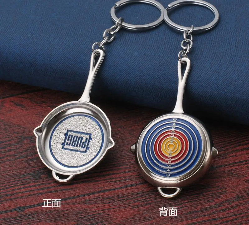 PUBG Fashion Eat Chicken Keychain Battlegrounds Backpack Battle Frying Pan Helmet 98k Key Ring Woman Man Jewwlry Wholesale