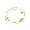 LUXUSTEEL Stainless Steel Blue Evil Eye Crystal Pendants Bracelet for Women Cuban Link Chain Bracelet Bling Fashion Jewelry Gift