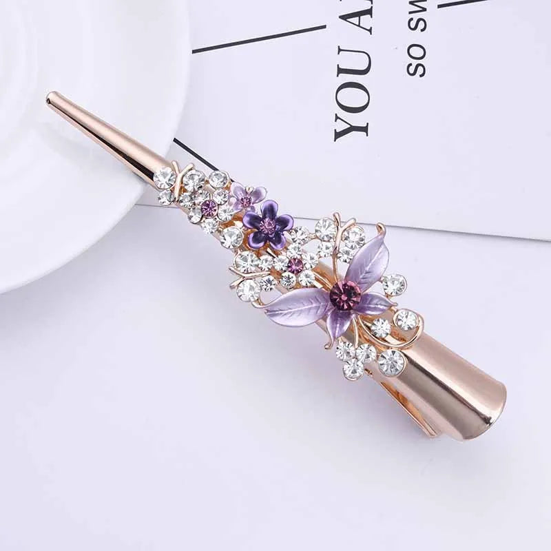 Flower Rhinestone Women Hair Accessories  Beautiful Floral Hair Clip Girls Hair Pins Sweet Wedding Headwear Crystal Barrette