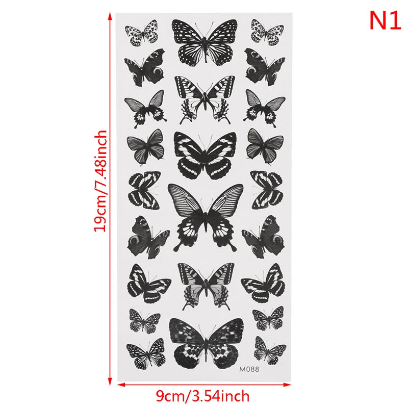 1Sheet Waterproof Temporary Tattoo Sticker 3D Butterfly Theme Fake Tattoo for Women Body Leg Arm Art