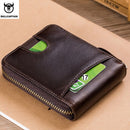 BULLCAPTAIN RFID Leather Men's Wallet Brand Wallet Retro Men's Short Coin Purse Zipper Wallet Card Holder Wallet