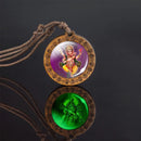 Glow In The Dark Buddha Necklace Indian Jewelry Hinduism God Brahma Vishnu Shiva Art Picture Wooden Pendant Necklace