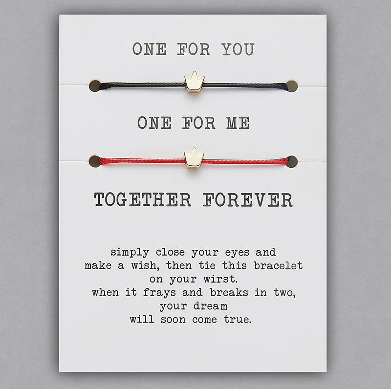 2pcs/set ONE FOR YOU ONE FOR ME Together Forever Love Infinity 8 Charm Bracelet Red String Couple Bracelets Lovers Wish Jewelry