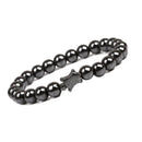 Weight Loss Nature stone Magnetic Therapy Health Bracelet Trendy Hematite Round Black Charm Stretch Bracelet For Men Women