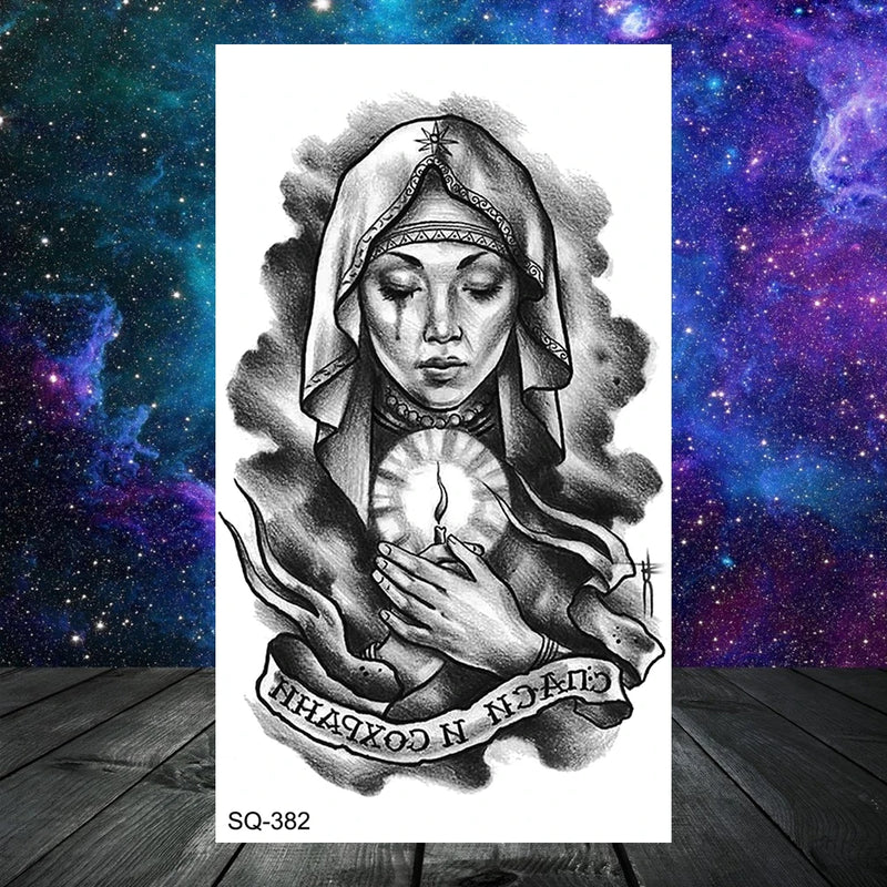 وشم مؤقت واقعي على شكل أشواك وتنين وذئب للرجال البالغين والأطفال وشم مزيف على شكل جمجمة نمر وأسد ورقبة وذراع ويدين وشم صغير