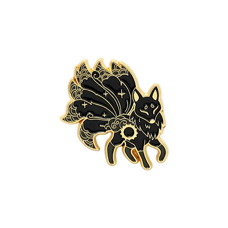 Cartoon Cute Animals Enamel Pins Black White Fox Suit Alloy Brooch Badge Clothes Bag Accessories Woman Jewelry Gift For Friends