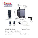 ATman 2.5W 5W 6W 8W 13 27W fishtank waterpump Submersible Water Fountain Pump Filter Fish Pond Aquarium Water Pump Tank Fountain