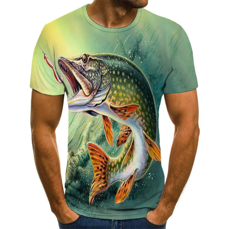 2023 Hot New Men Leisure 3D Printing T Shirt Funny Fish Print Tees Men/Women T-shirt Hip Hop Streetwear Oversized Harajuku Tops