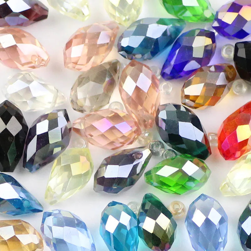 YHBZRET Waterdrop Pendant Austrian crystal beads 8*13mm 30pcs Teardrop glass loose bead for jewelry making bracelet Earrings DIY