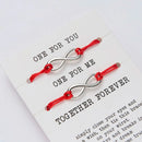 2pcs/set ONE FOR YOU ONE FOR ME Together Forever Love Infinity 8 Charm Bracelet Red String Couple Bracelets Lovers Wish Jewelry