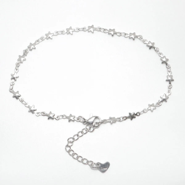 304 Stainless Steel Anklet Silver Color Pentagram Star On the Leg Anklet For Women Foot Chain Bracelets Jewelry Gifts, 1 Piece