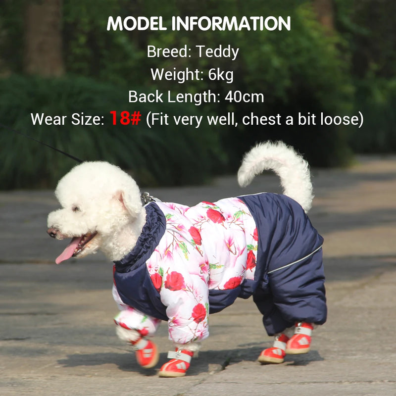Girl/Boy Dog Winter Snowsuit Waterproof Windproof Winter Jackets for Dogs Soft Thicken Fleece Lining Winter Dog Clothes Overalls