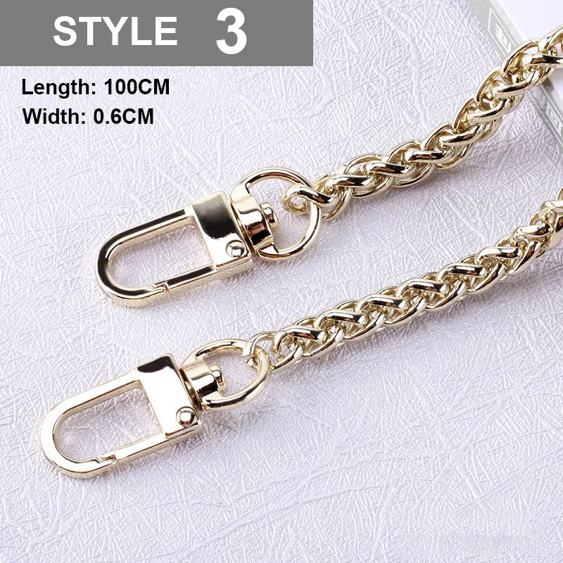 100cm DIY Women Metal Bags Strap Chain Stainless Steel Bag Belt For Crossbody Girl Detachable Shoulder Accessories Handbag Strap